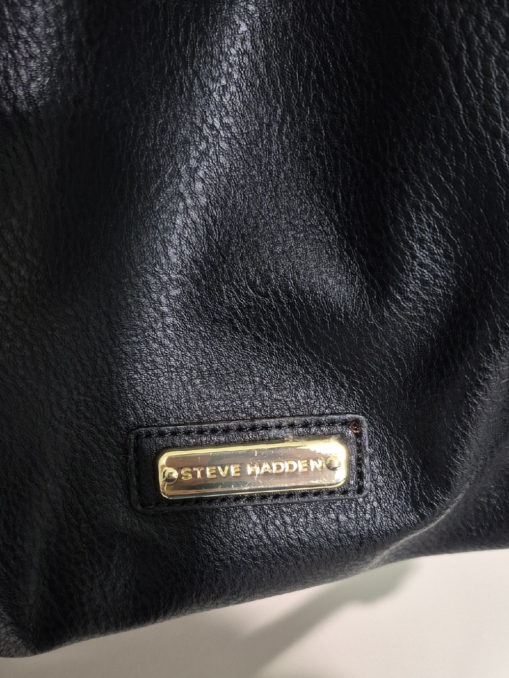 Steve Madden Classic Black Leather Satchel Handbag - Picture 2 of 7